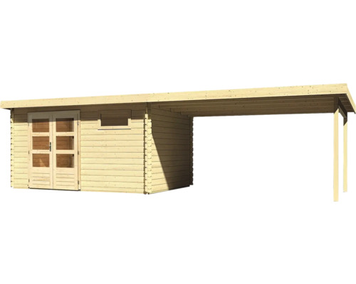 Abri de jardin en bois avec carport intégré