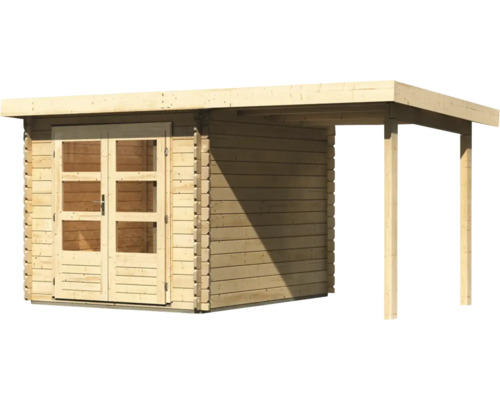 Abri de jardin en bois avec double porte et annexe