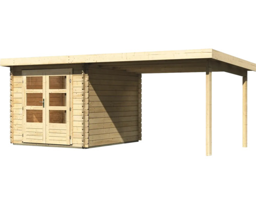 Abri de jardin en bois avec auvent latéral