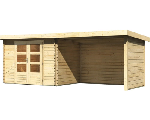 Abri de jardin en bois avec double porte et toit en appentis