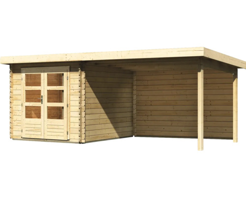 Abri de jardin en bois avec double porte et auvent