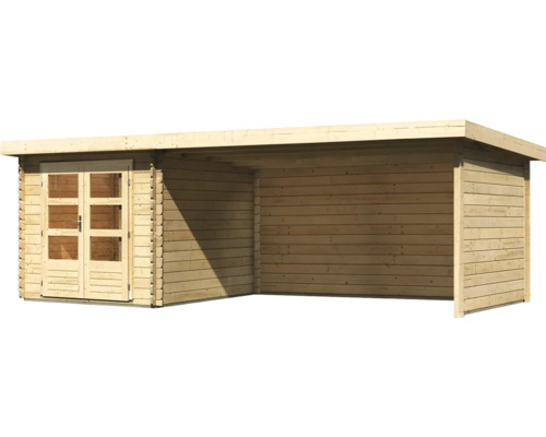 Holzgartenhaus mit Doppeltür und Unterstand