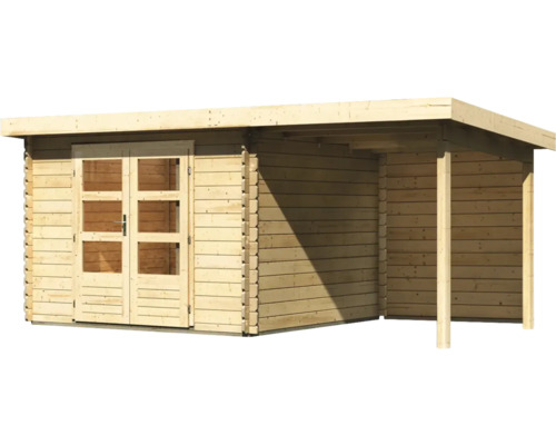 Abri de jardin en bois avec double porte et annexe