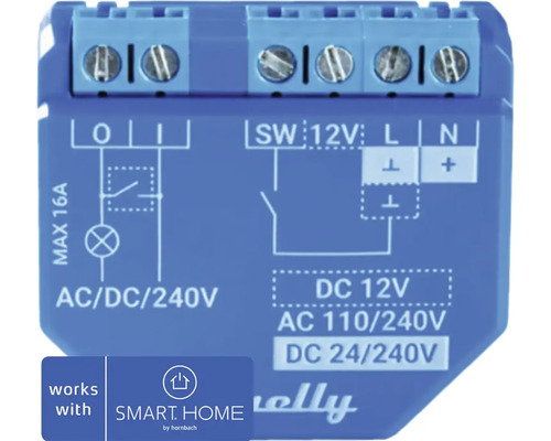 Shelly PLUS 1 Verbesserter 1-Kanal-Wifi-Schalter - Kompatibel mit SMART HOME by hornbach