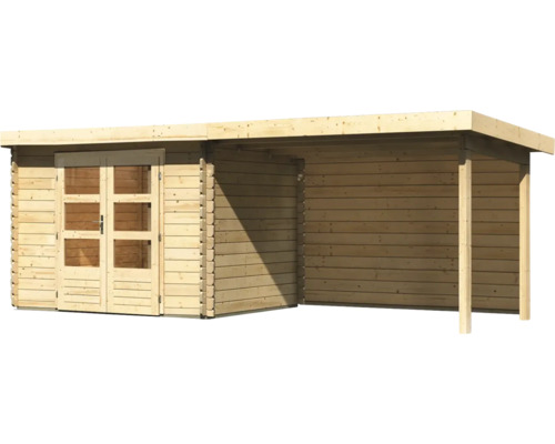 Abri de jardin en bois avec double porte et annexe