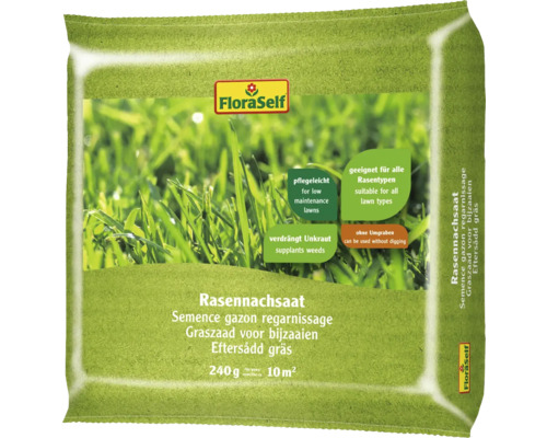 Gazon de réensemencement FloraSelf semences de gazon 240 g pour 10 m² DE/FR/NL/SE
