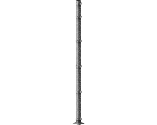 Poteau d'angle 60x60/1880 mm avec plaque d'assise pour clôture hauteur 183 cm galvanisé à chaud Tube carré métallique avec supports