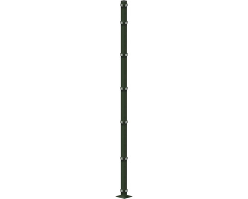 Poteau d'angle 60x60/2280 mm avec plaque d'assise pour clôture hauteur 223 cm RAL 6005 vert mousse Tuteur pour plantes en bambou avec clips de fixation