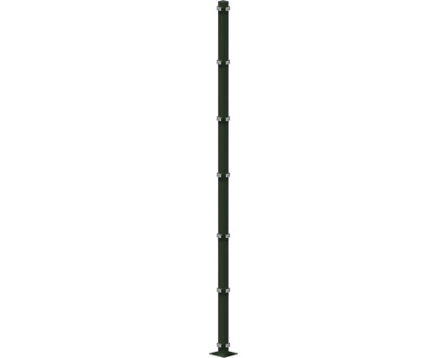 Poteau d'angle 60x60/2480 mm avec plaque d'assise pour clôture hauteur 243 cm RAL 6005 vert mousse Panneau de bambou pour brise-vue