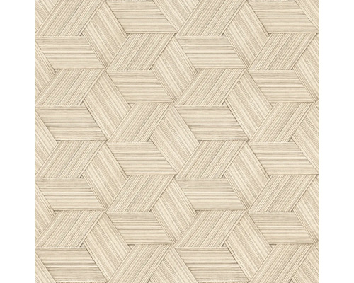 Papier peint intissé 865523 Symphony tresse beige Papier peint sans couture avec motif géométrique de paille