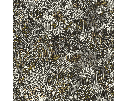 Papier peint intissé 866117 Symphony forêt enchantée noir Papier peint avec motif de plantes