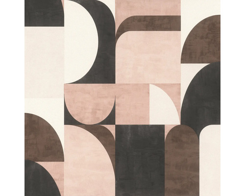 Papier peint intissé 866551 Symphony rétro marron Motif de papier peint graphique avec des formes géométriques