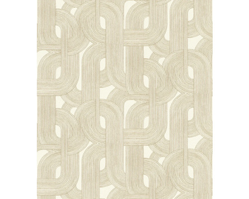 Papier peint intissé 868111 Symphony abstrait crème Papier peint avec motif géométrique de lignes courbes qui se chevauchent
