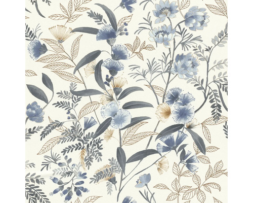 Papier peint intissé 869125 Symphony fleurs bleu Papier peint à motif floral