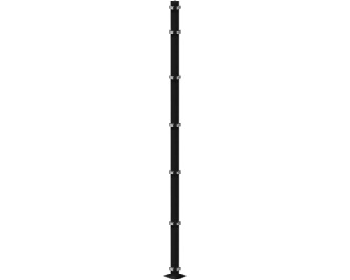 Poteau d'angle 60x60/2280 mm avec plaque d'assise pour clôture hauteur 223 cm RAL 7016 anthracite Poteau de clôture de jardin en métal avec supports