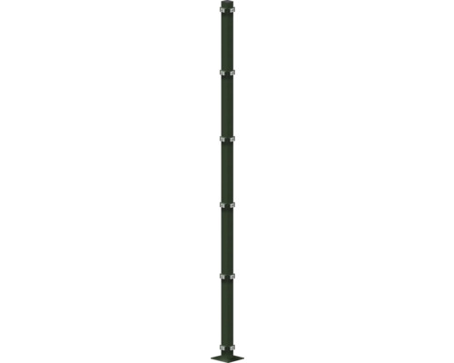 Poteau d'angle 60x60/2080 mm avec plaque d'assise pour clôture hauteur 203 cm RAL 6005 vert mousse Tuteur en bambou avec clips de fixation