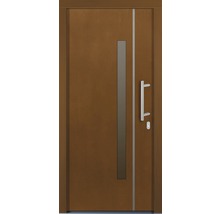Porte d''entrée avec poignée, fenêtre étroite et fine moulure décorative