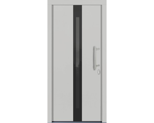 Porte d'entrée Lizbona pin laqué blanc 1100x2100 mm tirant droit Porte d''entrée moderne avec insert en verre et poignée