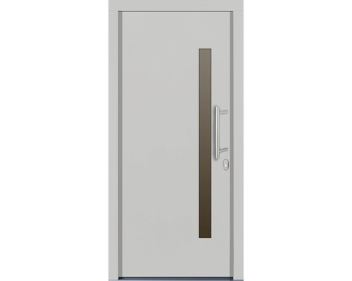Moderne Haustür mit Glaseinsatz und Edelstahlgriff
