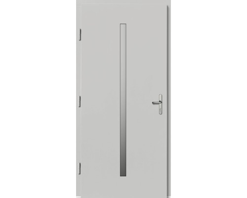 Porte d'entrée Lizbona pin laqué blanc 1100x2100 mm tirant gauche Porte d''entrée avec insert en verre et poignée de porte
