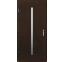Porte d''entrée marron avec insert en verre vertical