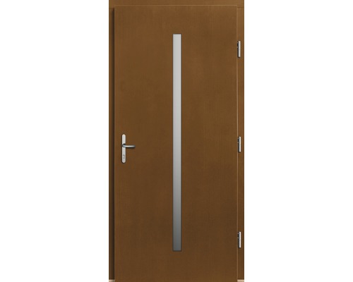 Porte intérieure marron avec insert en verre et garniture de poignée