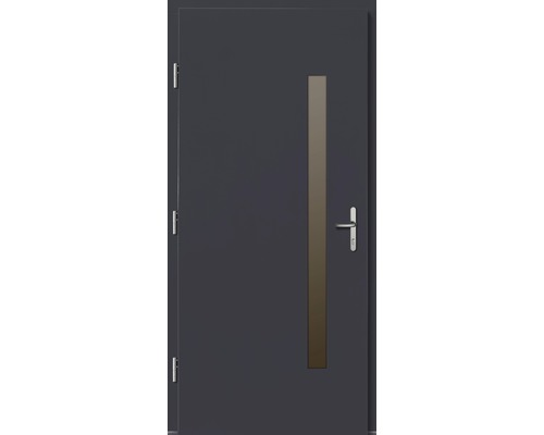 Porte d’entrée Maia pin laqué anthracite 1000x2000 mm tirant gauche