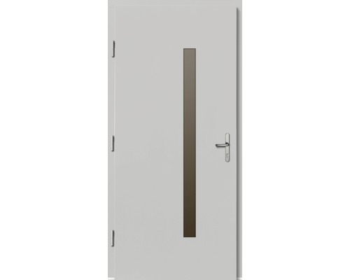 Porte d''entrée avec insertion de verre étroite et poignée de porte