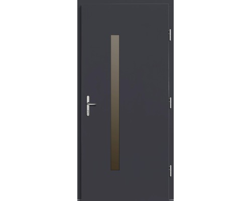 Porte d''entrée grise avec judas étroit