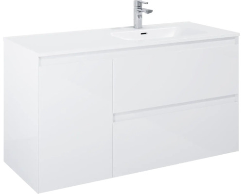 Meuble sous lavabo Jungborn DECEM lxhxp 120x63.5x45.8 cm blanc haute brillance