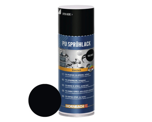 Peinture aérosol PU RAL9005 noir brillant 400ml - nouvelle formule