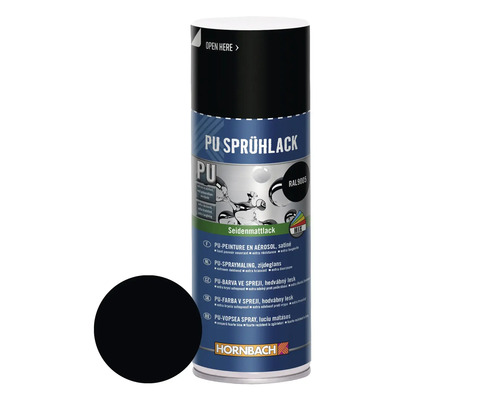 Peinture aérosol PU RAL9005 noir mat satiné 400ml - nouvelle formule