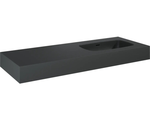Jungborn DECEM Kompaktmarmor-Waschtisch Ablage links 121x46 cm anthrazit matt Rechteckiges Aufsatzwaschbecken aus Mineralguss