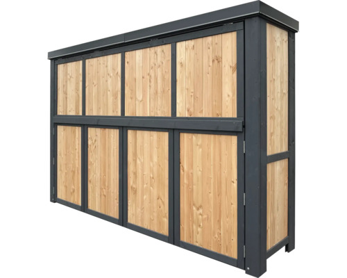 Cache-conteneurs en bois pour trois poubelles