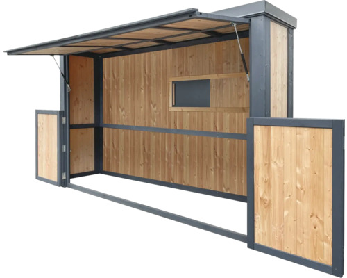 Pavillon en bois avec trappe de vente et porte
