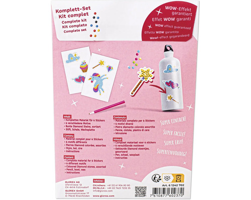Komplettset zum Erstellen von sechs Stickern mit Diamanten