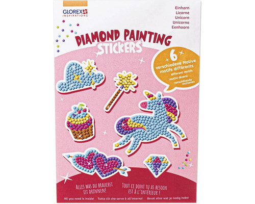 Glorex Inspirations Diamant Painting Sticker Set mit sechs verschiedenen Motiven