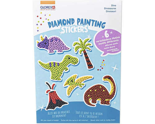 Glorex Diamond Painting Sticker Set mit Dinosaurier Motiven