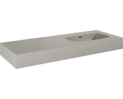 Jungborn DECEM Kompaktmarmor-Waschtisch Ablage links 121x46 cm fume matt Waschtischplatte mit eingelassenem Waschbecken