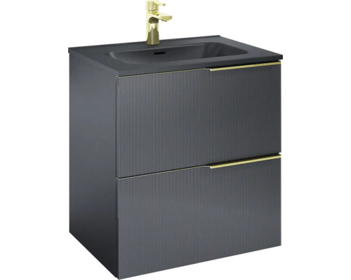 Meuble sous lavabo Jungborn NONUS lxhxp 60x63.5x45.3 cm noir mat