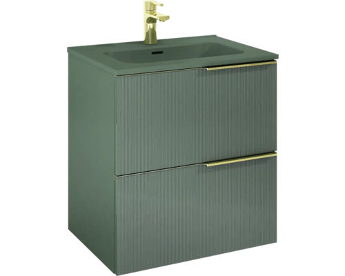 Meuble sous lavabo Jungborn NONUS lxhxp 60x63.5x45.3 cm forest vert mat