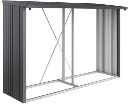 Kaminholzunterstand biohort WoodStock 300 300 x 102 cm dunkelgrau-metallic Metall Holzlager für den Aussenbereich