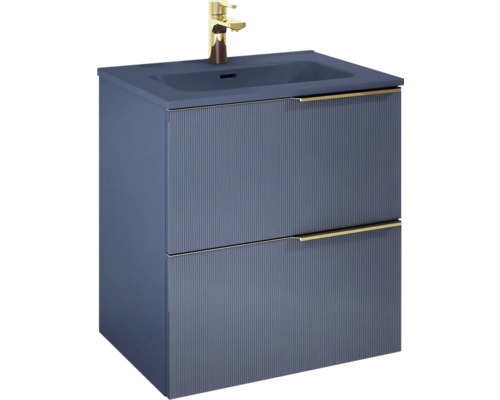 Meuble sous lavabo Jungborn NONUS lxhxp 60x63.5x45.3 cm bleu marine mat