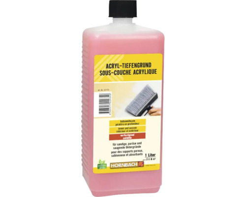 Sous-couche HORNBACH primaire acrylique sans conservateurs 1 l Primaire d''accrochage acrylique dans une bouteille de 1 litre de Hornbach