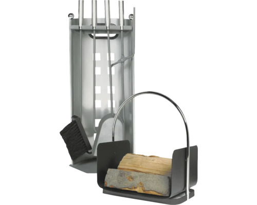 Ensemble serviteur de cheminée et panier à bois pour accessoires de cheminée