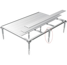 Table en métal avec pieds à visser pour fixation au sol