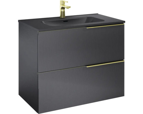 Meuble sous lavabo Jungborn NONUS lxhxp 80x63.5x45.3 cm noir mat