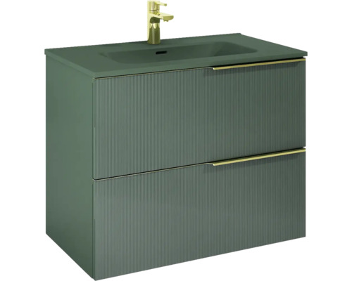 Meuble sous lavabo Jungborn NONUS lxhxp 80x63.5x45.3 cm forest vert mat