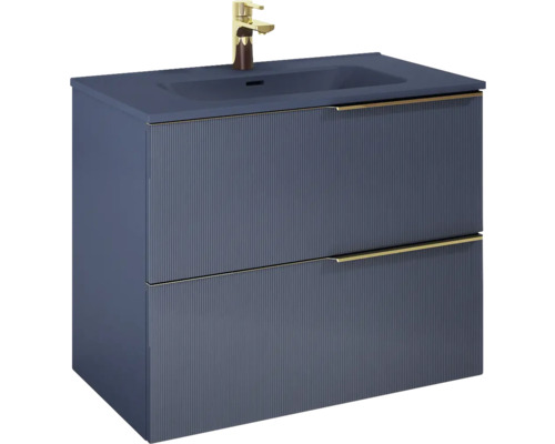 Meuble sous lavabo Jungborn NONUS lxhxp 80x63.5x45.3 cm bleu marine mat