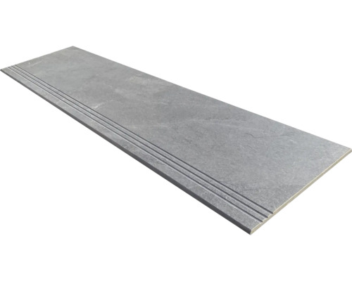 Carrelage pour marches en grès cérame fin MIRAVA NARVIK silver lxLxe 30x120x0.85 cm